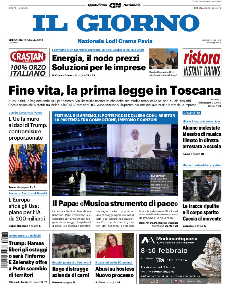 Prima-pagina-il giorno-edizione-di-oggi-20250212